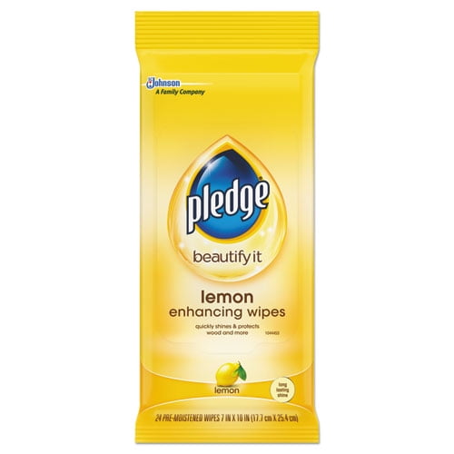 (12 pack) Pledge Beautify It Lemon Enhancing Wipes - Conveniently Dust, Clean and Shine Wood, Stainless Steel and More, 24Count