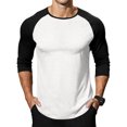 thumbnail image 2 of Men's 3/4 Sleeve Shirts Crew Neck Baseball T Shirts Casual Moisture Wicking Athletic Raglan Tops White S, 2 of 8