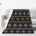 thumbnail image 1 of Balery Mardi Gras Fleur de Lis Manta de Felpa Suave y Acogedora – Cobija de Franela Aterciopelada para Cama, Lavable y Cálida para Sofá, Mascotas, Transpirable-80"x60", 1 of 7