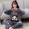 thumbnail image 4 of Conjunto de Pijama de franela cálida para hombre y mujer, ropa de dormir de Panda para pareja, Pijama familiar, ropa de noche para amantes, pijamas casuales de animales, Otoño e Invierno, 4 of 4