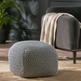 thumbnail image 4 of Christopher Knight Home Teresa Knitted Cotton Square Pouf Light Grey, 4 of 6