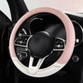 thumbnail image 5 of YUVA Thin Anti-Slip Car Steering Wheel Cover, Leather, 14.96x14.96in, Pink/Blue/Black/Red/Coffee, 4-Season Use, Fits 36-40cm Wheels, 5 of 6
