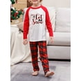 thumbnail image 4 of Family Matching Christmas Pajamas, Baby Romper/Letter Snowflake Pattern Long Sleeve Tops and Plaid Pants Sleepwear Set, 4 of 7
