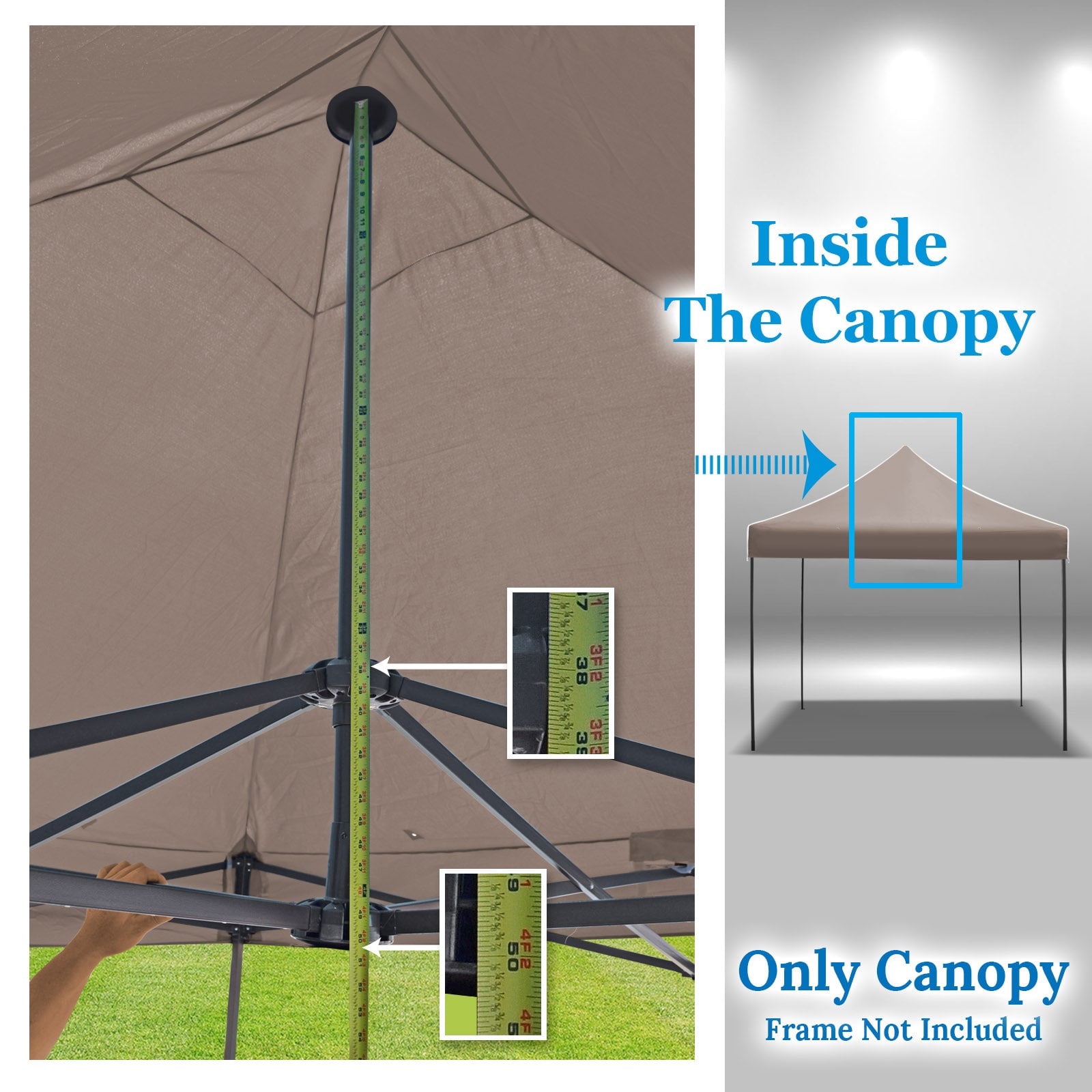 SUNRISEUMBRELLA Ez pop Up Instant Canopy 10'X10' Replacement Top Gazebo EZ Canopy Cover Patio Pavilion Sunshade Polyester（Taupe）
