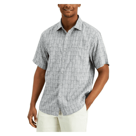 Tommy Bahama Men's Pina Block Party, Short Sleeve Shirt, Turbulence, S