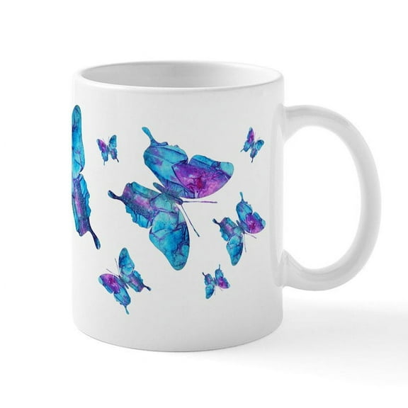CafePress - Electric Blue Butterfly Dance Mug - 11 oz Ceramic Mug - Novelty Coffee Tea Cup