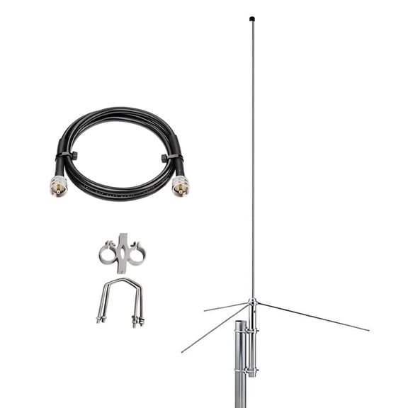 Quad Band Fiberglass Base Station Antenna 29/50/144/430MHz Omni Directional with 10m Cable for Mobile Radio