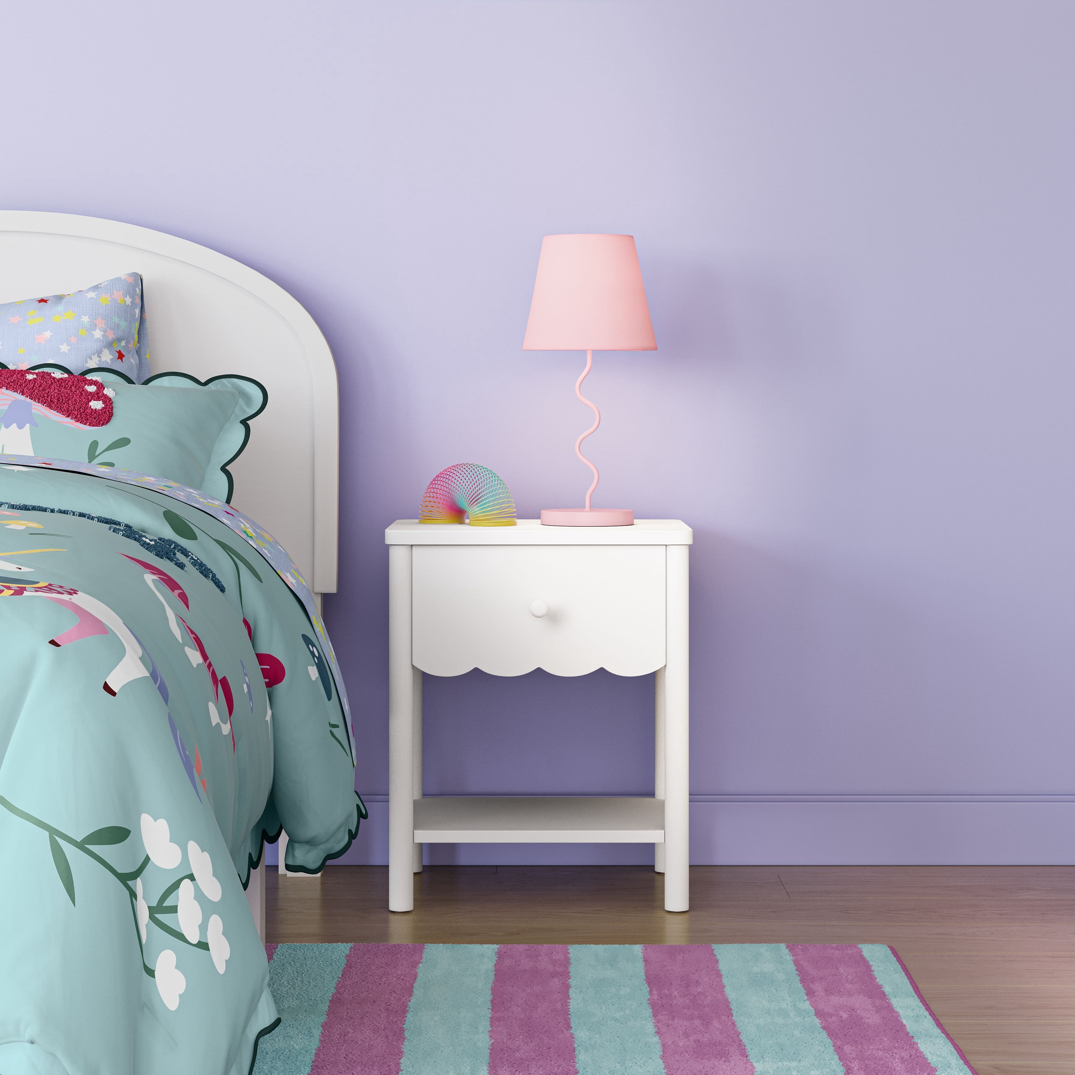 Mainstays Kids One Drawer Scallop Nightstand, White
