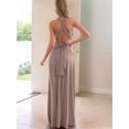 thumbnail image 6 of Women'S Multi-Wear Multi-Rope -Back Strap Dress Solid Color High Waist Sleeveless Maxi Dress Khaki XL, 6 of 7