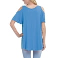 thumbnail image 3 of KOGMO Womens Cold Shoulder Short Ruffle Sleeve Tunic Top, 3 of 4