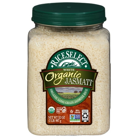 RiceSelect Organic Jasmati White Rice, American-Style Jasmine, 2 lb Jar