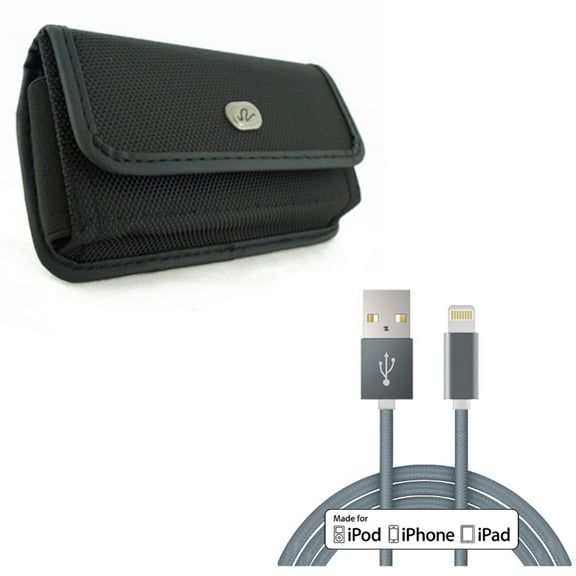 Case Belt Clip w MFi USB Cable for iPhone XR - Rugged Holster Canvas Cover Pouch, 10ft Certified Charger Cord Power Wire Compatible With iPhone XR