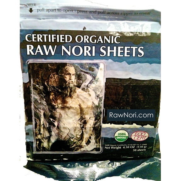 Raw Organic Nori Sheets 50 qty Pack! - Certified Vegan, Raw, Kosher Sushi Wrap Papers - Premium Unheated, Un Cooked, untoasted, dried - RAWFOOD