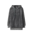 thumbnail image 2 of Baqcunre Womens Sweaters Women's D Hooded Sweater Sweater Sweater Casual V Neck Autumn And Winter Warm Plus Size Loose Sweatshirt Womens Sweatshirts Womens Fall Tops Dark Gray 5XL, 2 of 4