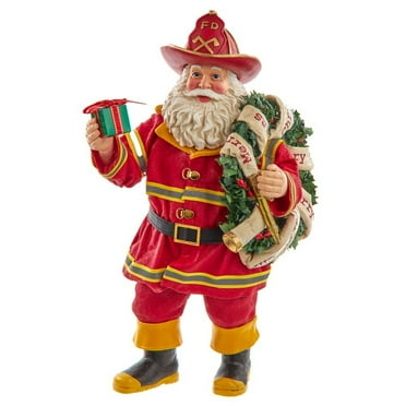 Kurt Adler 11-Inch Fabrich√© Fireman Santa with Wreath and Hose