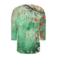 thumbnail image 6 of JTZGDY Womens Plus Size Tops Casual 3/4 Sleeve Shirts Square Neck Cute Summer Floral Tops Trendy Loose Blouses Soft Comfy Three Quarter Length Oversized Crewneck Tees Green#01 XXXL, 6 of 6