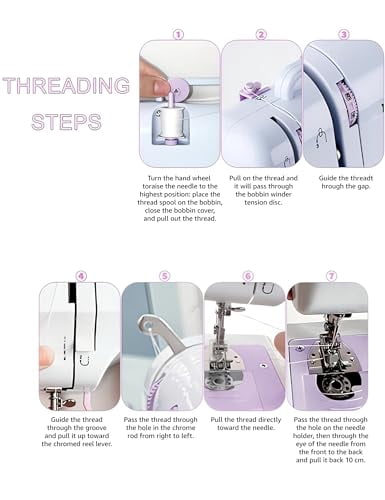 Sewing Machine for Beginners - Portable Electric Hand Mini Sewing Machine 12 Built-In Stitches with 2 Speed Foot Pedal Small Handheld Maquina de Coser Purple