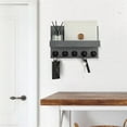thumbnail image 4 of Decorative Key and Mail Holder with Shelf Wall Mounted Wooden Rack with 5 Hooks Hanging Bags Coats Umbrella for Entryway, 4 of 10