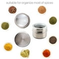 thumbnail image 4 of Set of 12 Magnetic Spice Jars Containers Stainless Steel Round 100ml Circular Spice Tins Spice Storage Containers Box Set Countertop Organization with Lids and Magnetic Base for Cabinet Kitchen, 4 of 12
