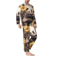 thumbnail image 2 of Naloa Clear Sky Cute Sunflower Panda Men’s Pajamas Set - Long Sleeve Button Down Sleep Shirt and Pajama Bottoms Sleepwear Set-Small, 2 of 7