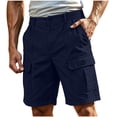 thumbnail image 4 of Men's Hiking Cargo Shorts with Zipper Pockets 7" Lightweight Quick Dry Casual Shorts for Men Golf Work (Navy,S), 4 of 7
