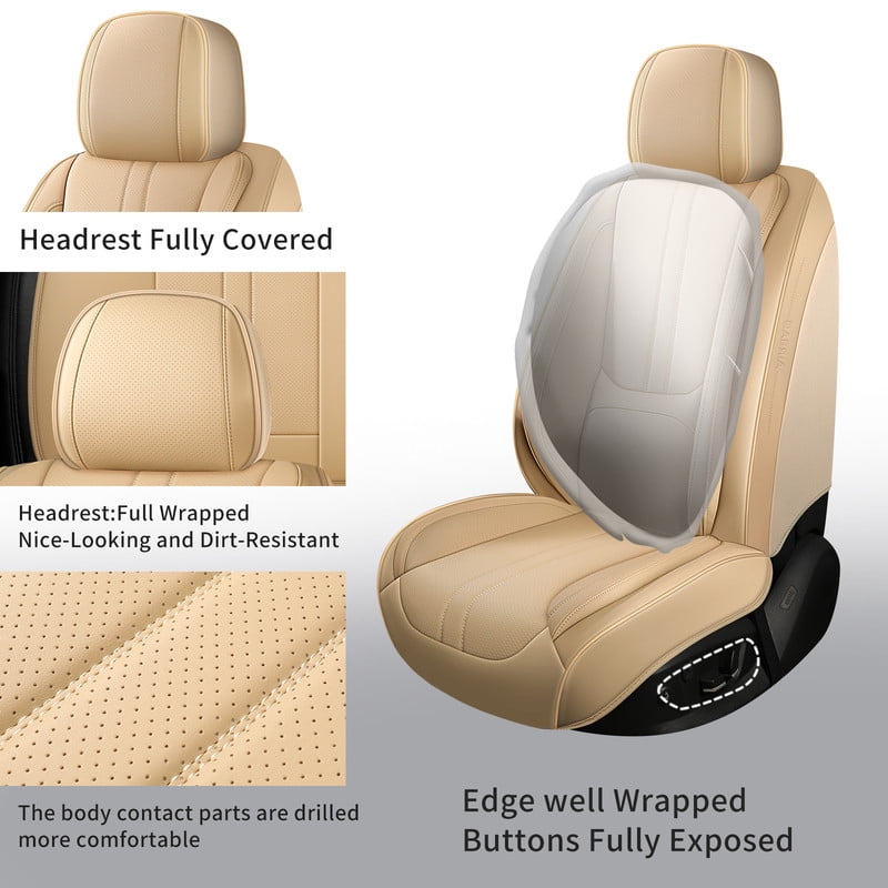 Car Seat Covers Full Set For Hyundai Elantra 2002-2024 2025, Breathable Waterproof Nappa Leather Auto Seat Protectors with Lumbar Support, Luxury Automotive Interior Accessories