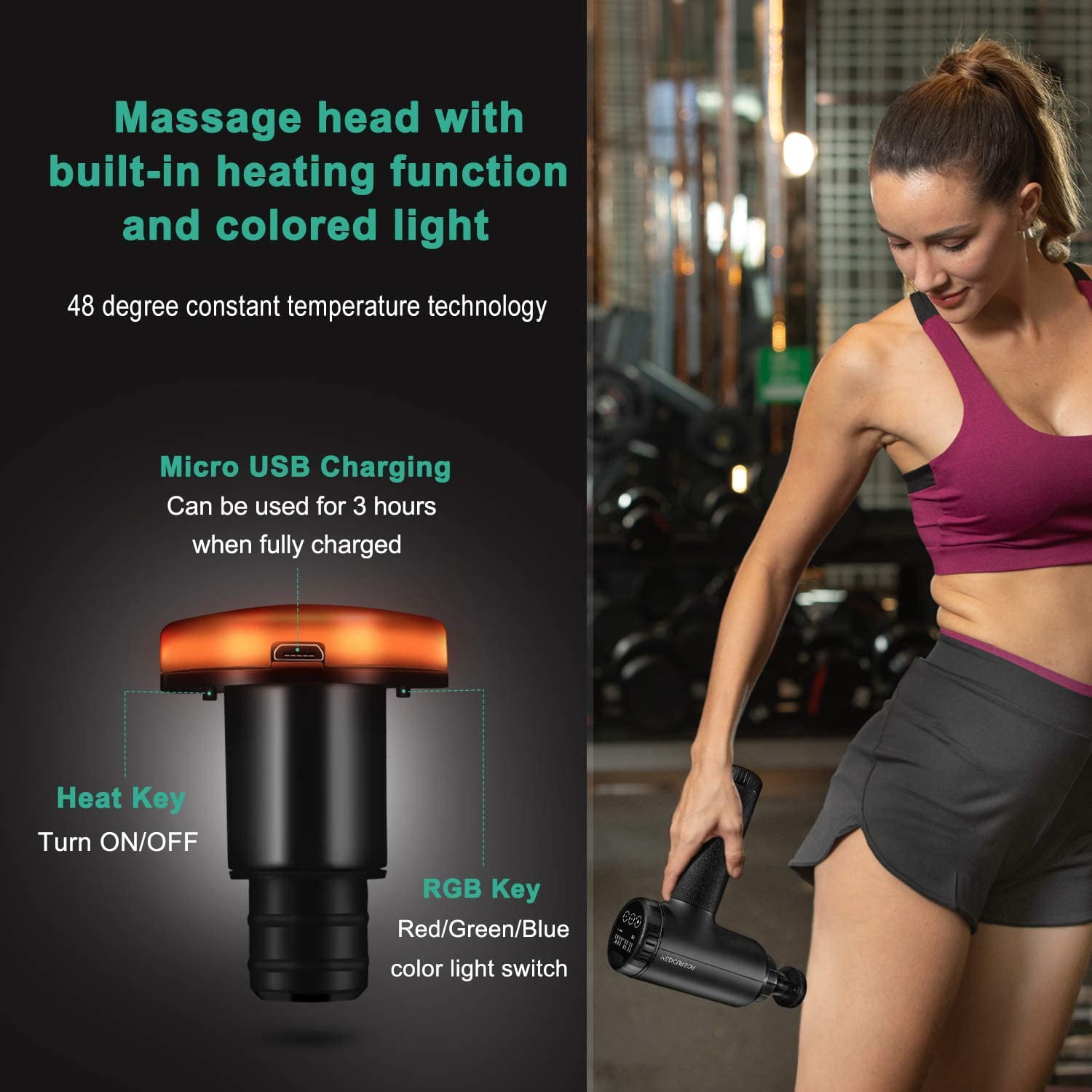 AccuMed Muscle Gun Massager - Super Quiet Back Massager Percussion Massager  - Handheld Cordless Massager - Includes 4 Interchangeable