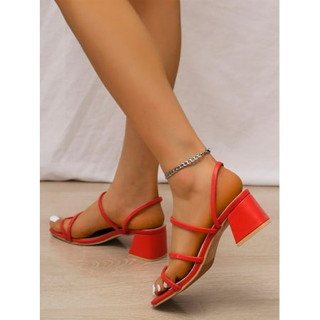 

Women s Chunky Heeled Mule Sandals Red EUR40(9)