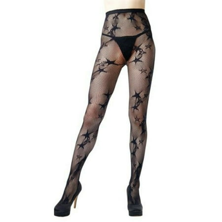 

Spotlight Hosiery Women s Star and Fishnet Design Pantyhose WKT-1026T