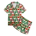 thumbnail image 3 of Christmas Pajamas Set Fashion Girls Silk Pajamas Short Sleeve Button Down Top Shorts Set Set Tween Girl Clothes Size 10-11 Years, 3 of 3