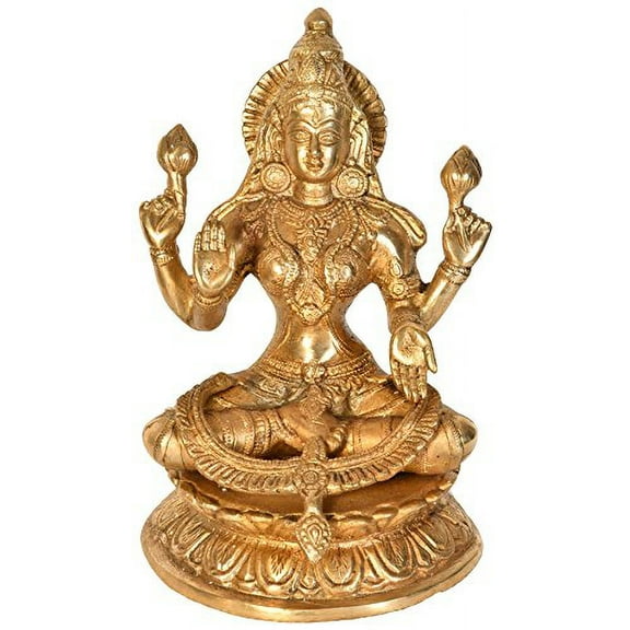 Exotic India Goddess Lakshmi Brass Statue Golden