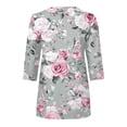thumbnail image 4 of 3/4 Sleeve Blouses for Women Vintage Floral Print Shirt Quarter Zip Mock Neck Top Dressy Casual Summer Outfits Blusas Elegantes Para Mujer, 4 of 5