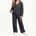 thumbnail image 6 of BXJX Girls Knit Outfit Sets, Button Down V Neck 2 PC Long Sleeve Cardigans & Wide Leg Pants Sets Dark Gray Size 12-13 T, 6 of 9