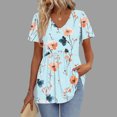 thumbnail image 2 of Youyipin Womens Tops Women's Short Sleeve Shirts V Neck Blouse Ruched Business Casual Basic Tunic Tops S-2Xl Spring Tops For Women, 2 of 5