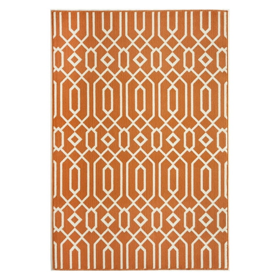 Geometric Baja Outdoor Rug in Orange - Rectangle 5'3" X 7'6"