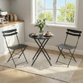 thumbnail image 3 of QinaQin Patio Bistro Set with Foldable Table and 2 Chairs, Powder Coated Metal Frame, 3Pcs, 3 of 8
