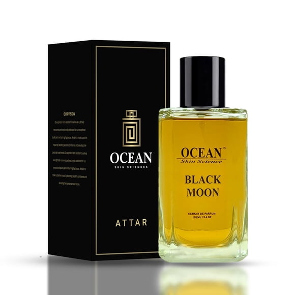 Ocean Skin Science Extrait de Parfum Black Moon pour Hommes & Femmes 100ml, 3.4 Fl.oz. / Fragrance Unisexe de Luxe Longue Durée - avec des Notes de Musc, Lavande, Boisée & Jasmin / Concentration de 30 % d'Huile de Parfum