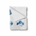 thumbnail image 2 of Fish Soft Flannel Fleece Throw Blanket, Array of Fish Silhouettes Marine Life Sea Ocean Related Images Pattern Fish Bones, Cozy Plush for Indoor and Outdoor Use, 50" x 70", Blue White, by Ambesonne, 2 of 6