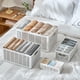 thumbnail image 1 of Cestas de almacenamiento plegables - cajas organizadoras de plástico de 4 para armario, cocina y baño • Cajas apilables con compartimentos • ABS blanco • De varios tamaños (S, M, L, XL), 1 of 5
