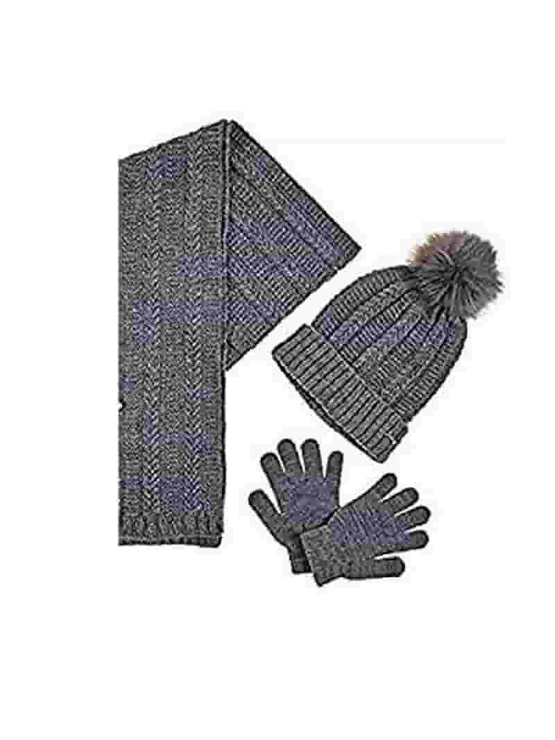 Juicy Couture Womens Cable Knit Hat, Gloves & Scarf 3-Piece Juicy Couture Womens Cable Knit Hat, Gloves & Scarf 3-Piece
