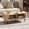thumbnail image 2 of HOMCOM Coffee Table with Storage, Nordic Side Table with liding Doors, Oak, 2 of 10