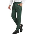 thumbnail image 4 of Unique Bargains Men's Flat Front Plaid Pants Formal Business Checked Trousers 36 Green Navy, 4 of 6