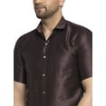 thumbnail image 2 of eloria Mens Traditional Brown Striped Party Shirt with Mundu Vesty Style Dhoti, 2 of 6