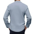 thumbnail image 4 of JGNGSHN Men's Long Sleeve Work Shirt Cotton Linen Long Sleeve Button Down Tshirts Mock Neck Mens Tops with 2 Pockets, 4 of 4
