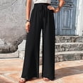 thumbnail image 4 of Besolor Womens Casual Wide Leg Pants Flowy Elastic Drawstring Waist Palazzo Pants Lightweight Loose Summer Trousers, 4 of 7