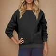 thumbnail image 2 of Women Oversized Crew Neck Sweatshirt Cozy Plain Pullover Sweater Drop Shoulder Long Sleeve Fall Casual Jumpers (XL, Black), 2 of 7