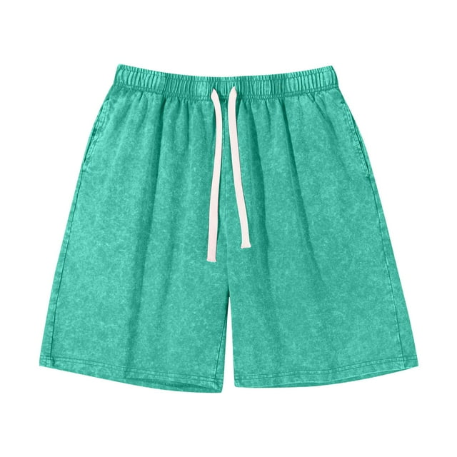 AherBiu Women Shorts Summer Casual High Waisted Drawstring Wide Leg Loose Solid Color Knee Length Shorts