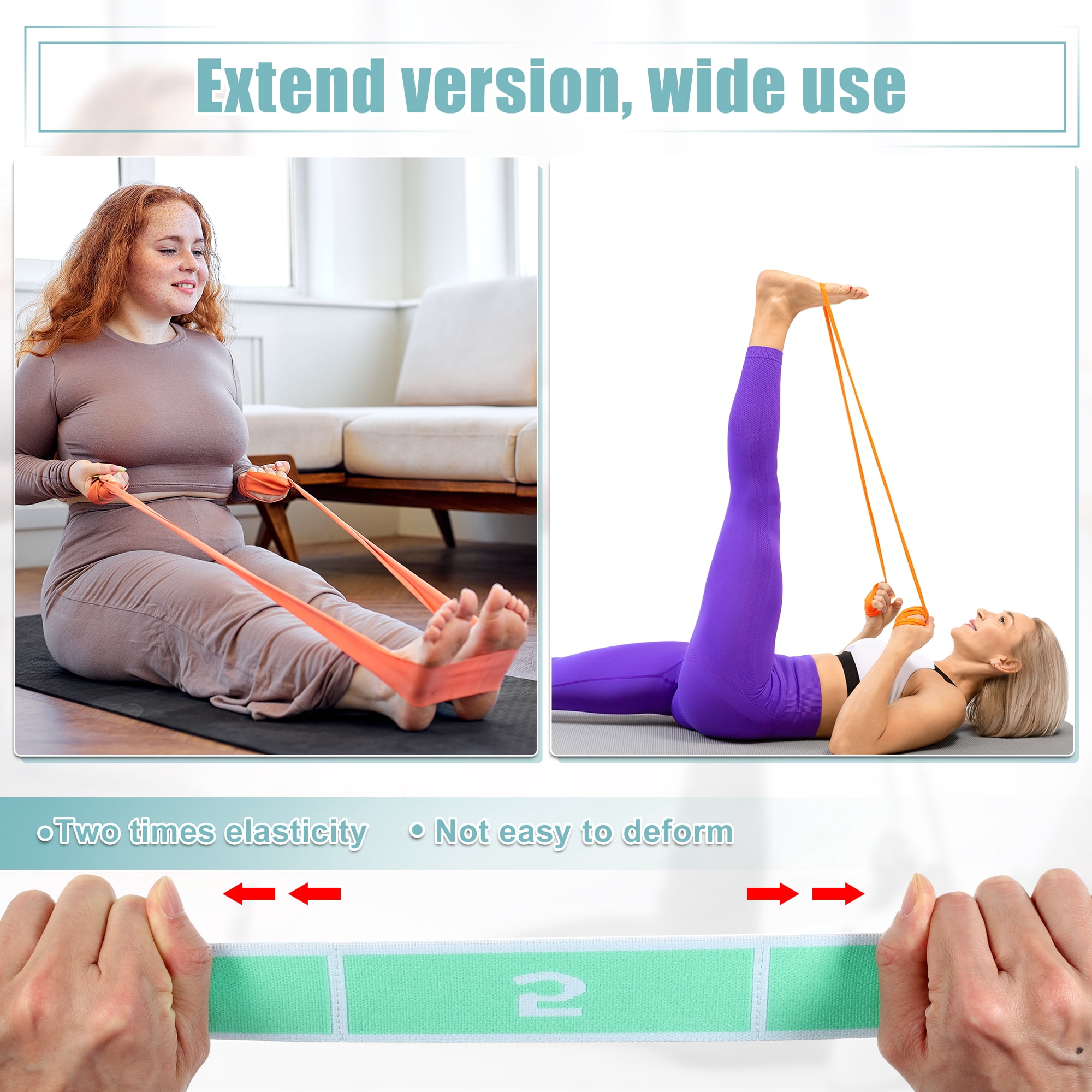 Unique Bargains Highly Yoga Stretching Band with 8 Loops for Effective Stretching Green