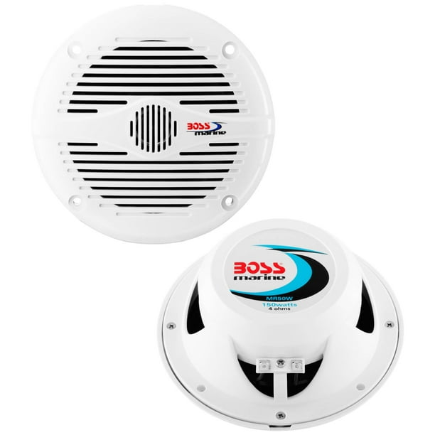 2) NEW BOSS MR50W 5.25" 2Way 150W Marine/Boat Coaxial Audio Speakers