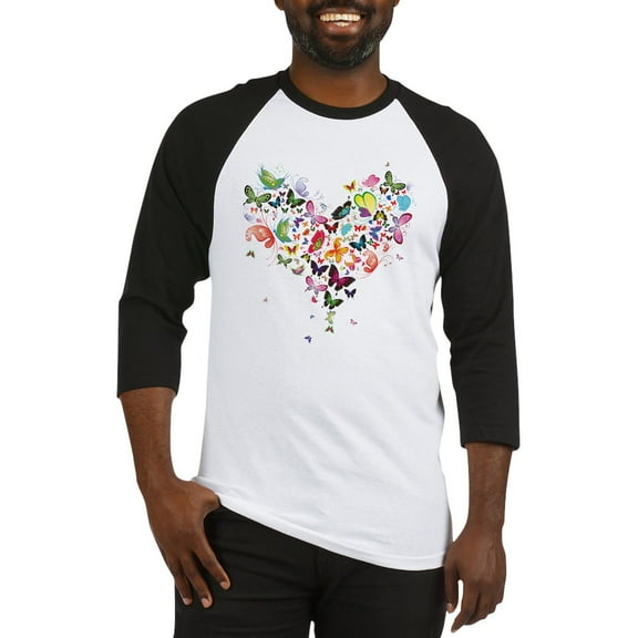 CafePress - Heart Of Butterflies Baseball Jersey - Cotton Baseball Jersey, 3/4 Raglan Sleeve Shirt